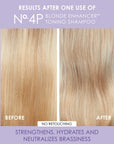 No.4P Blonde Enhancer Toning Shampoo - which cleanses, tones, and repairs while keeping hair hydrated from roots to ends.