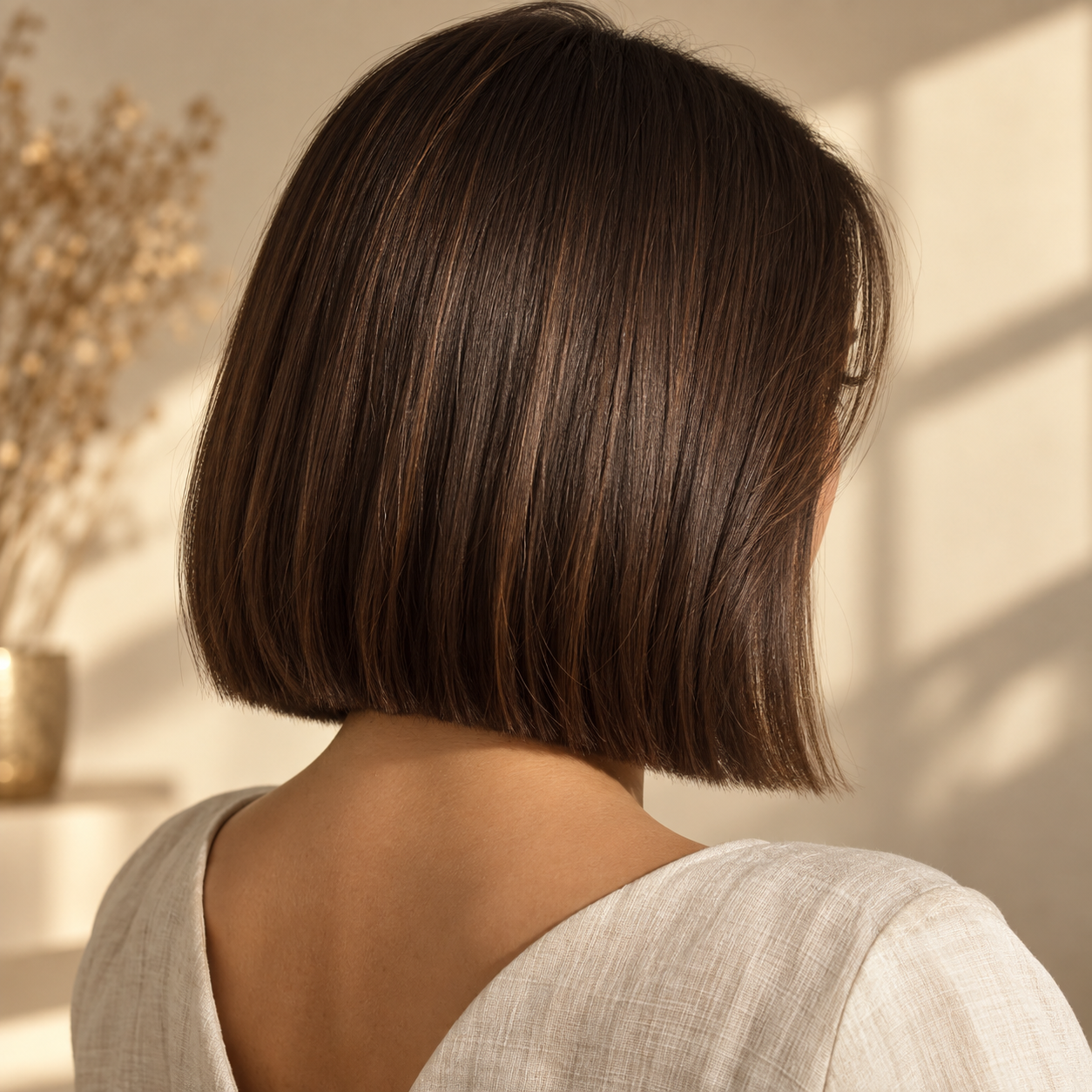 Illustrative precision brown bob haircut